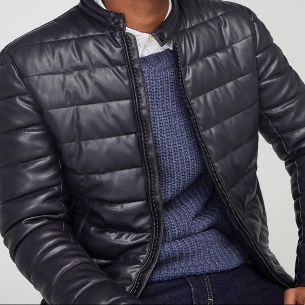 NEW ZARA FAUX LEATHER PUFFER JACKET Faux leather. - Picture 6 of 8